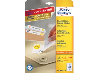 Etiket Avery L4736Rev-25 45.7X21.2Mm Afneembaar Wit 1200 Stuk - 4