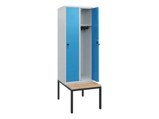locker met bank,HxBxD 1950x600x815mm,2vak,vak B 300mm,draaigrendel - 2