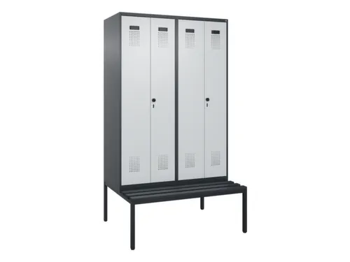 locker met bank,voor scheiding van kleding,HxBxD 2120x1200x815mm,4vak