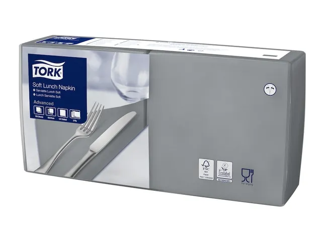 Tork 477869 Soft Lunchservet Advanced Grijs 33x33cm