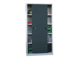 schuifdeurkast,HxBxD 1950x1000x600mm,RAL7035,front RAL7016 - 1