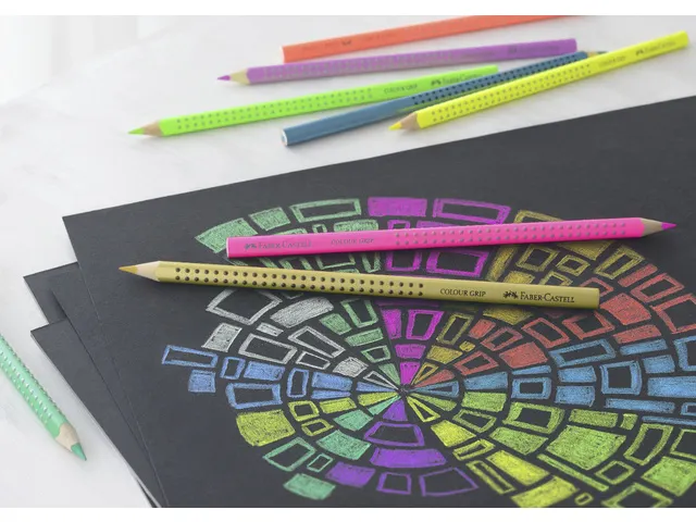 kleurset Faber-Castell GRIP pastel, neon en metallic 12 stuks