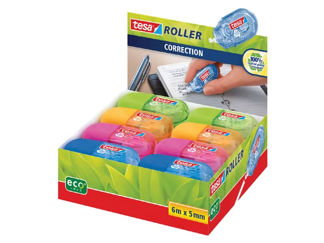 Correctieroller Tesa ecoLogo 5mmx6m mini doos à 16 stuks assorti