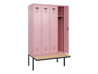 locker met bank,HxBxD 2120x1200x815mm,4vak,vak B 300mm,cilinderslot - 1