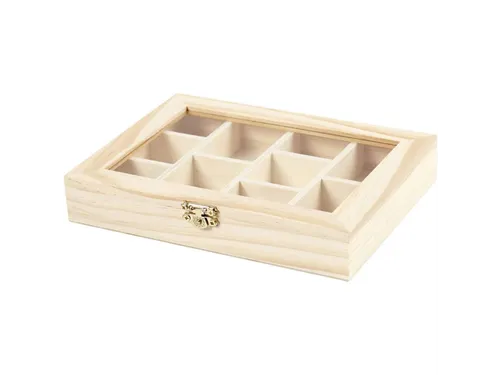 Kist Creativ Company 15.5x20.5x3.5cm Glazen deksel 10 vakken