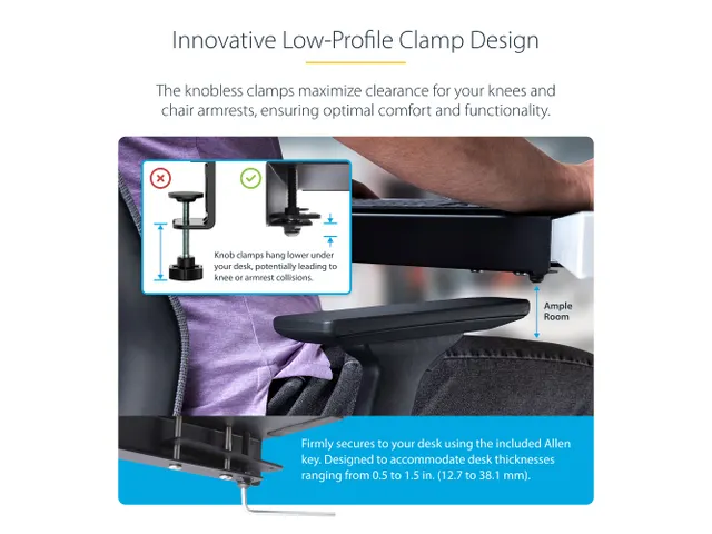 Metalen Bureaublad met Klembevestiging voor Hoek- en L-Vormige Bureaus