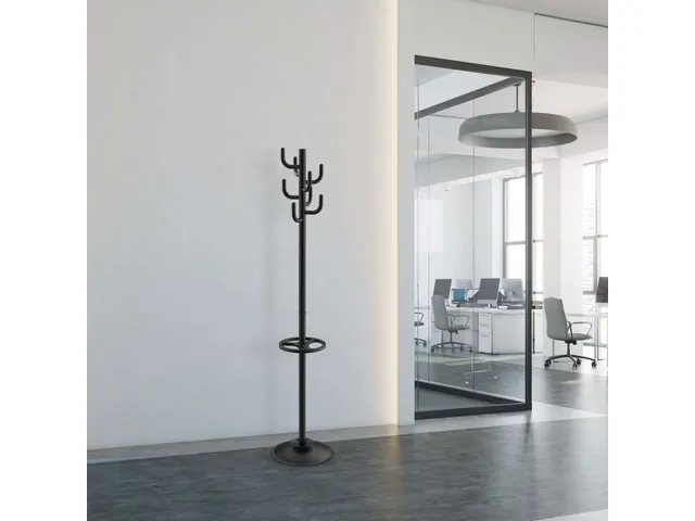 Staande kapstok MAULpolaris 177cm 8 haken met Paraplubak Zwart