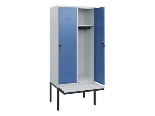 locker met bank,HxBxD 1950x800x815mm,2vak,vak B 400mm,draaigrendel