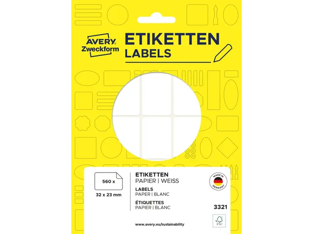 Etiket Avery Zweckform 3321 32x23mm wit 560stuks