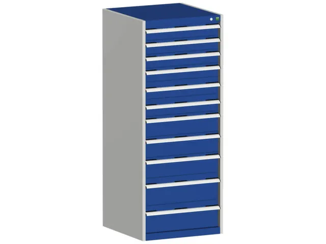 ladekast HxBxD 1600x650x650mm 11laden RAL7035 front RAL5010