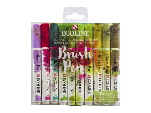 Brushpen Talens Ecoline set botanisch blister à 10 stuks assorti