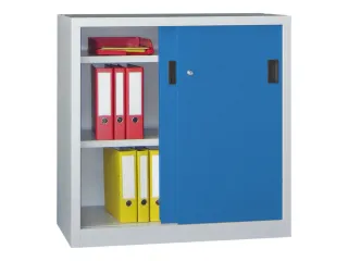 Schuifdeurkast Hxbxd 1000x1000x500mm 2 Oh Ral7035 Front Ral5012 - 1