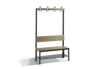 omkleedbank,HxLxD 1710x1000x407mm,HPL eiken-sereno,frame staal RAL7021 - 1