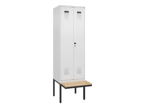 PBM-locker met bank,HxBxD 2120x600x815mm,2vak,vak B 300mm,draaigrendel