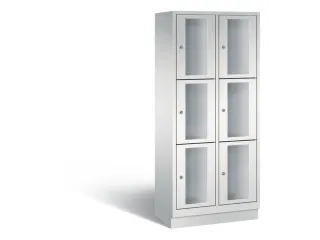 Lockerkast 1800x810x500mm 2x3 vakken Cilinderslot, Sokkel, RAL7035 - 2