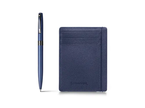 Balpen giftset Sheaffer Reminder 9018 Matte bleu polished black PVD me