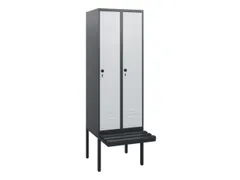 locker met bank,HxBxD 1950x600x815mm,2vak,vak B 300mm,draaigrendel