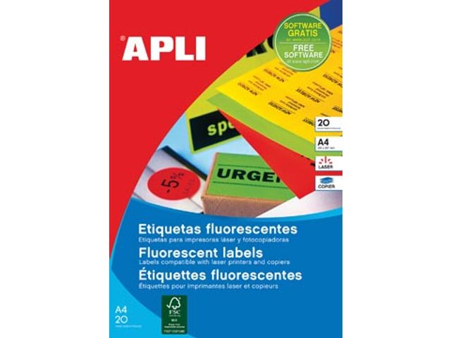 Apli Fluorescerende Etiketten 210x297mm Rood | ApliLabels.nl