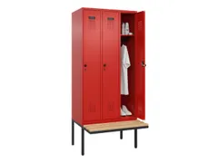 locker met bank,HxBxD 2120x900x815mm,3vak,vak B 300mm,draaigrendel