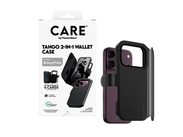 PanzerGlass CARE by Tango 2-in-1 Wallet Case Black w. MagSafe iP