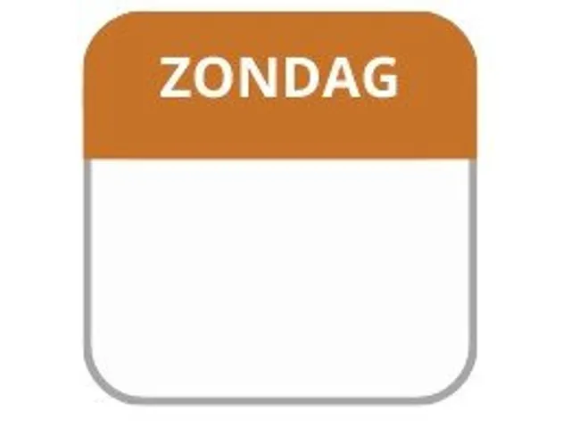 LabelLORD PL Dagetiket Zondag 25x25mm Bruin Flushlabel 1000 stuks