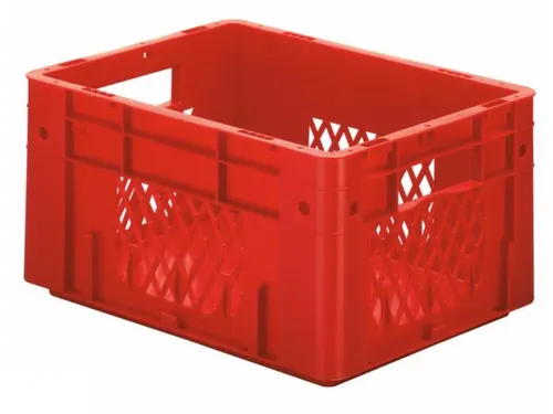 Euronorm Stapelkrat Rood 210x400x300mm 17.5l Opengewerkt/Bodem Gesl.