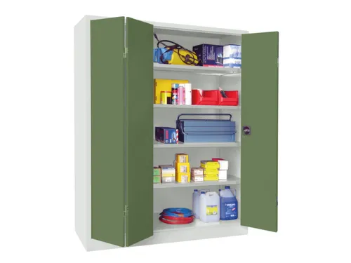 Ruime Vouwdeurkast 1950x1500x600mm 4legborden Ral7035 Front Ral6011