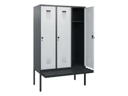 locker met bank,HxBxD 1950x1200x815mm,3vak,vak B 400mm,draaigrendel