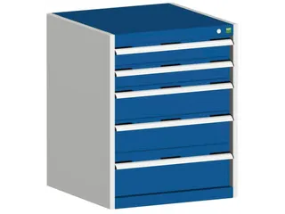 ladekast HxBxD 800x650x525mm 5laden romp RAL7035 front RAL5010 - 1