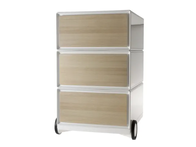 mobiel ladeblok,HxBxD 642x390x436mm,3lade(n),romp wit,front beuken