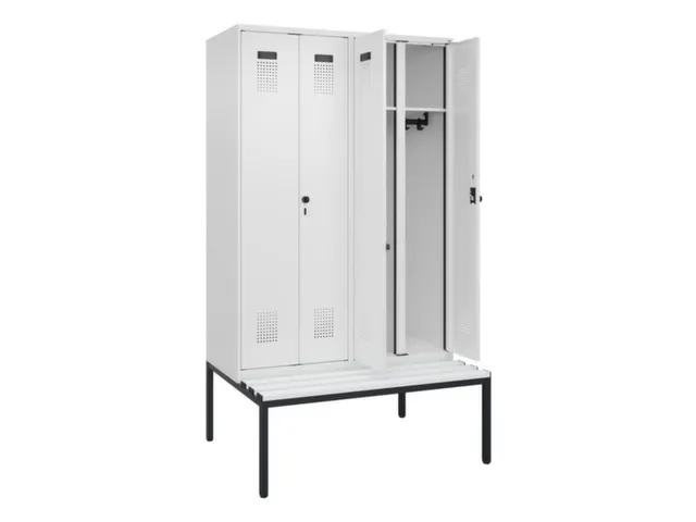 locker met bank,voor scheiding van kleding,HxBxD 2120x1200x815mm,4vak