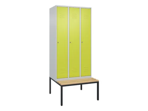 locker met bank,HxBxD 2120x900x815mm,3vak,vak B 300mm,cil.-slot