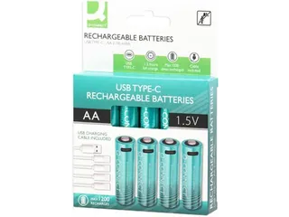 Q-Connect USB-C herlaadbare batterijen AA blister van 4 stuks - 8