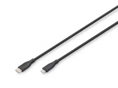 USB siliconen oplaadkabel USB-C Lightning 1m USB 2.0 60W Zwart