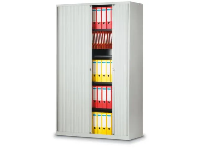 jaloeziedeurkast,HxBxD 1980x1200x430mm,5 OH,romp lichtgrijs