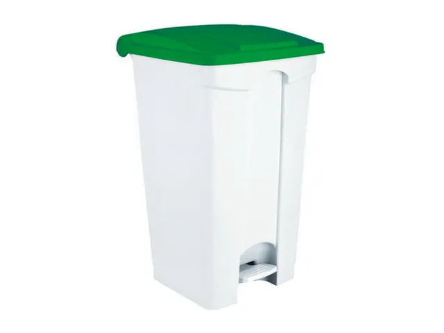 Contitop,afvalbak met pedaal 90L wit/groen/VE:3