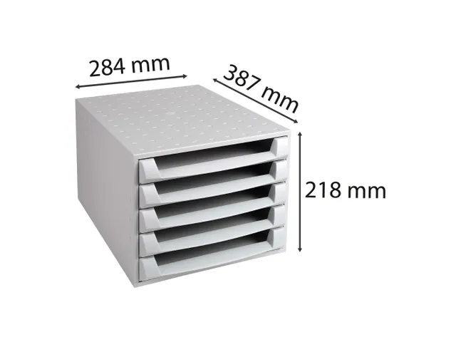 Ladenblok Fantasy Works A4+ met 5 laden open Grijs