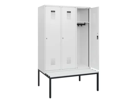 locker met bank,HxBxD 1950x1200x815mm,3vak,vak B 400mm,cilinderslot