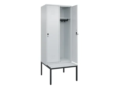 locker met bank,HxBxD 2120x800x815mm,2vak,vak B 400mm,draaigrendel