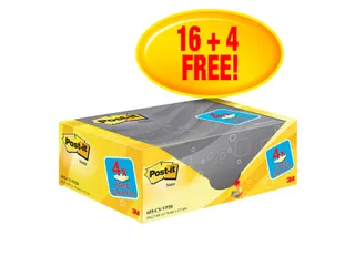 Memoblok 3M Post-it 655 76x127mm geel 16 + 4 gratis - 2