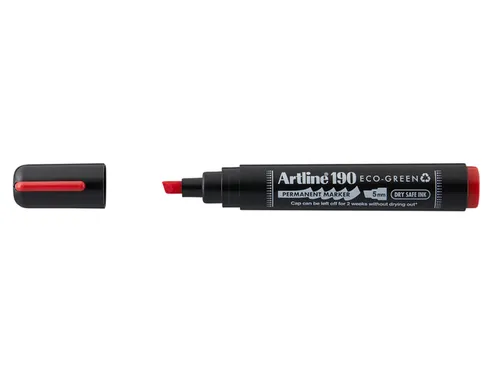 Permanent marker Artline 190 Eco schuin 2-5mm rood Dry Safe