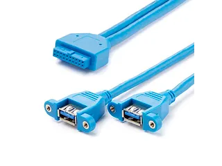 2-poort Inbouwpaneel USB 3.0 Kabel - USB A naar Moederbord Aansluitkab - 1