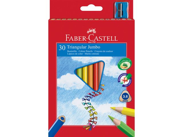 kleurpotlood Faber-Castell Jumbo driekantig etui à 30 stuks | KleurpotlodenWinkel.nl