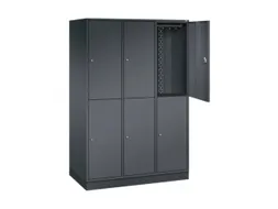 Dubbeldekse garderobekast,HxBxD 1950x1220x600mm,3x2vak.,vak B 360mm