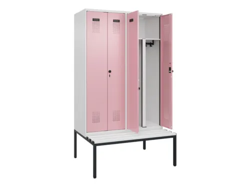 PBM-locker met bank,HxBxD 2120x1200x815mm,4vak,vak B 300mm