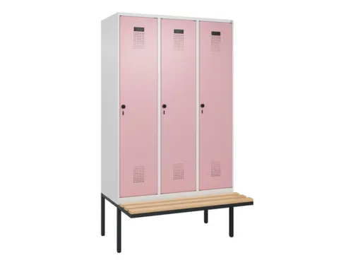 locker met bank,voor scheiding van kleding,HxBxD 2120x1200x815mm,3vak