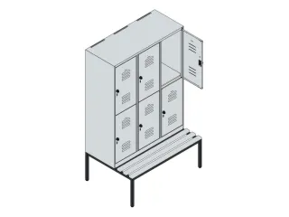 Dubbeldekse dekenkist,HxBxD 1950x1200x815mm,3x2vak.,vak B 400mm - 3