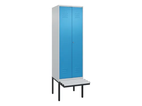 PBM-locker met bank,HxBxD 2120x600x815mm,2vak,vak B 300mm,cil.-slot
