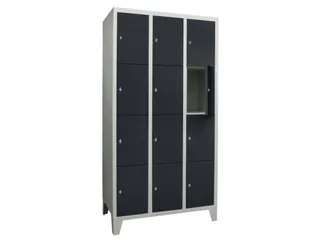 lockerkast,HxBxD 1850x900x500mm,3x4vakken,RAL7035,front RAL7016 - 2
