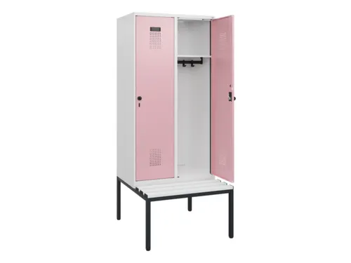 locker met bank,HxBxD 1950x800x815mm,2vak,vak B 400mm,draaigrendel